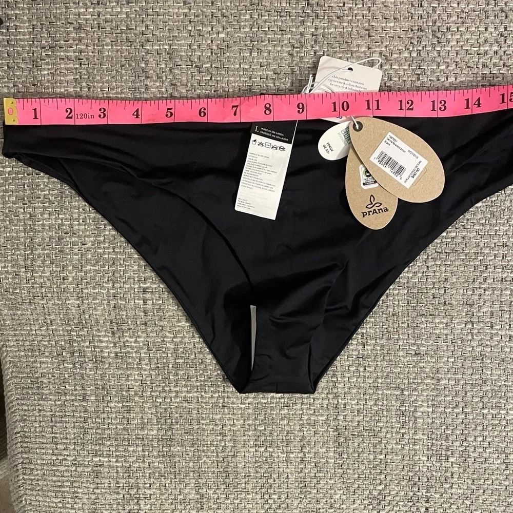 NWT prAna Size Large Black Gemma Swim Bikini Bottom Swimwear